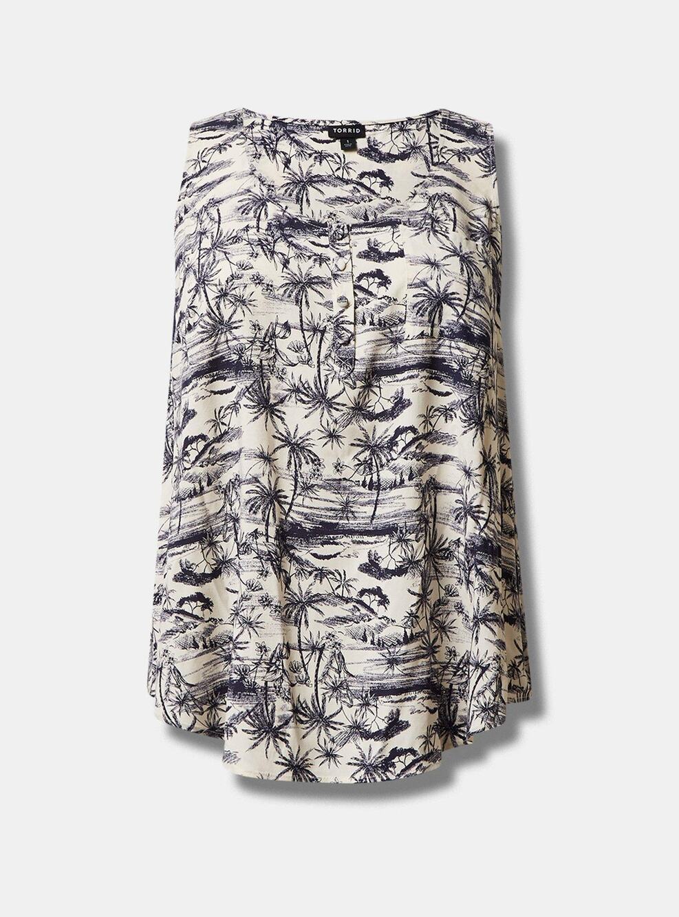 Torrid 0x 0 L 12 Challis Henley Pocket Sleeveless Tank